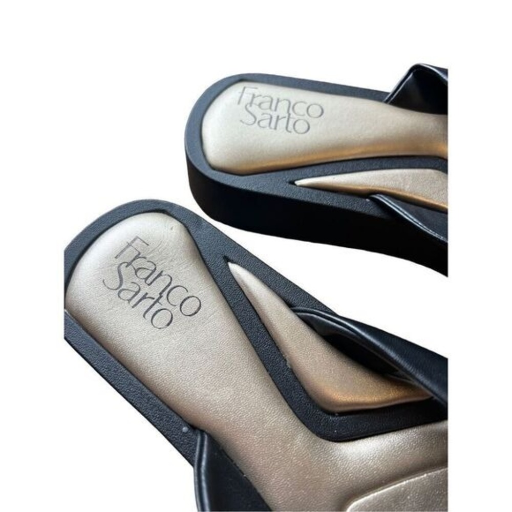 Franco Sarto Black and Gold Platform Thong Sandals - Picture 3 of 7
